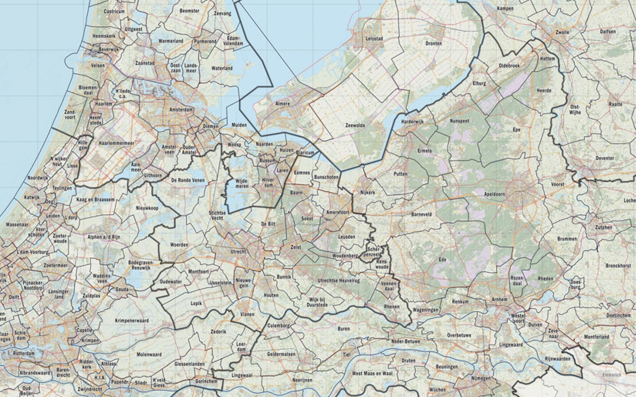 Fragment van de kaart van Nederland