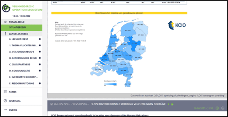 Kaart van Nederland met spreiding vluchtelingen
