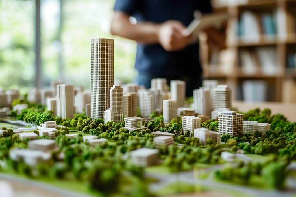 Miniatuur model van gebouwen.
